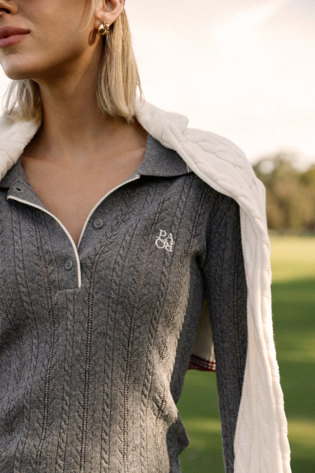 PRESTWICK KNIT POLO - GREY MARLE