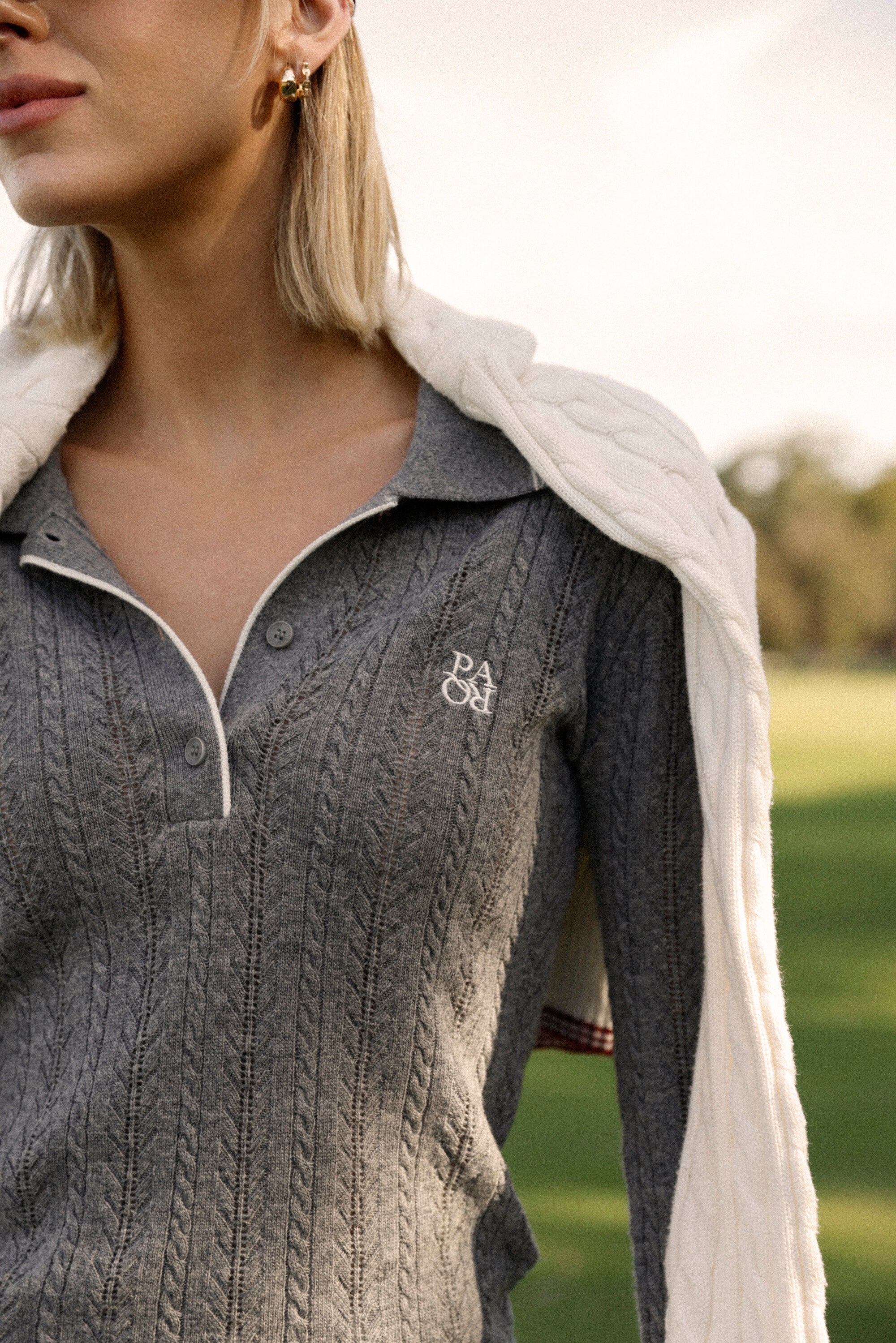 PRESTWICK KNIT POLO - GREY MARLE