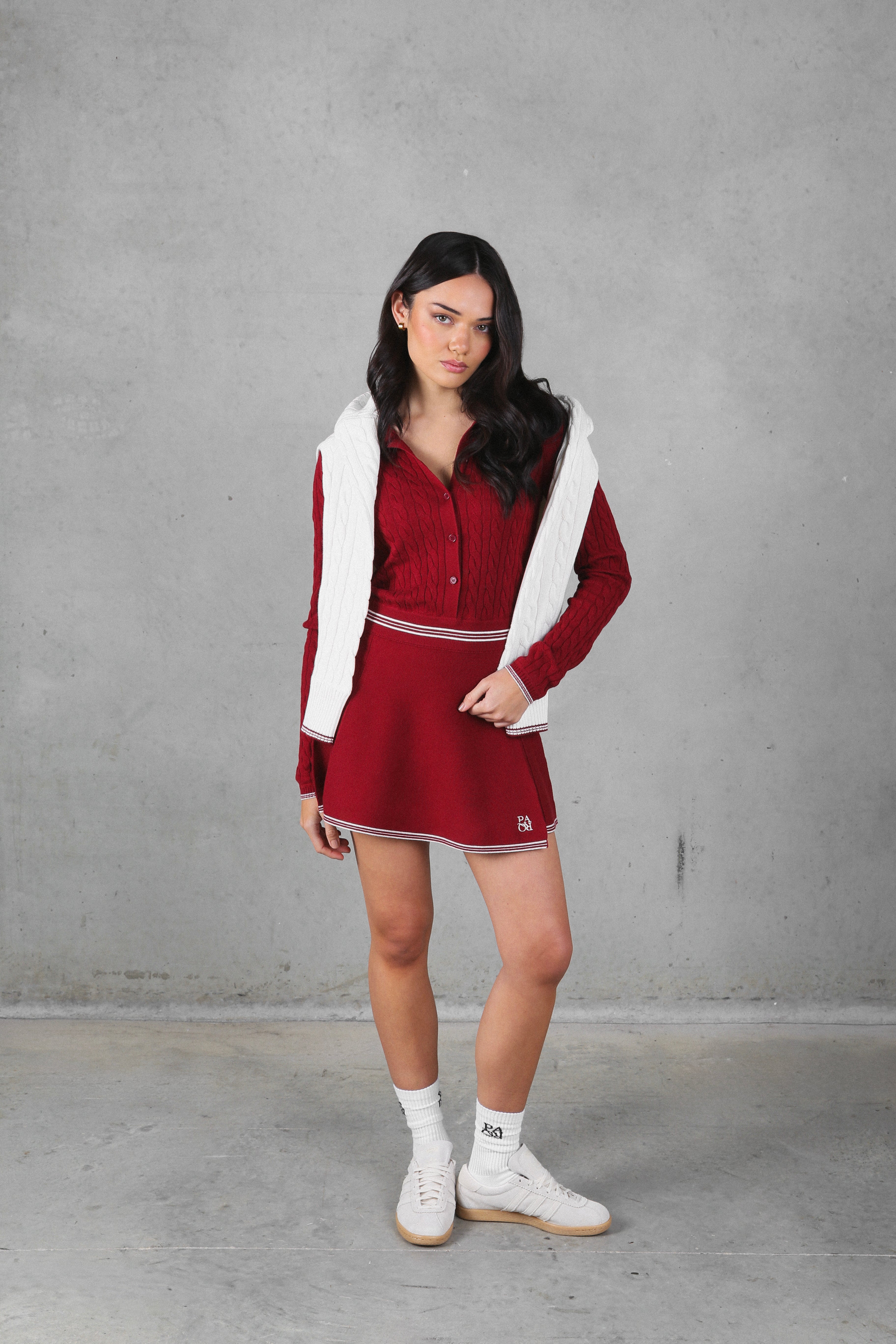 PINEHURST KNIT SKIRT - CHESTNUT RED