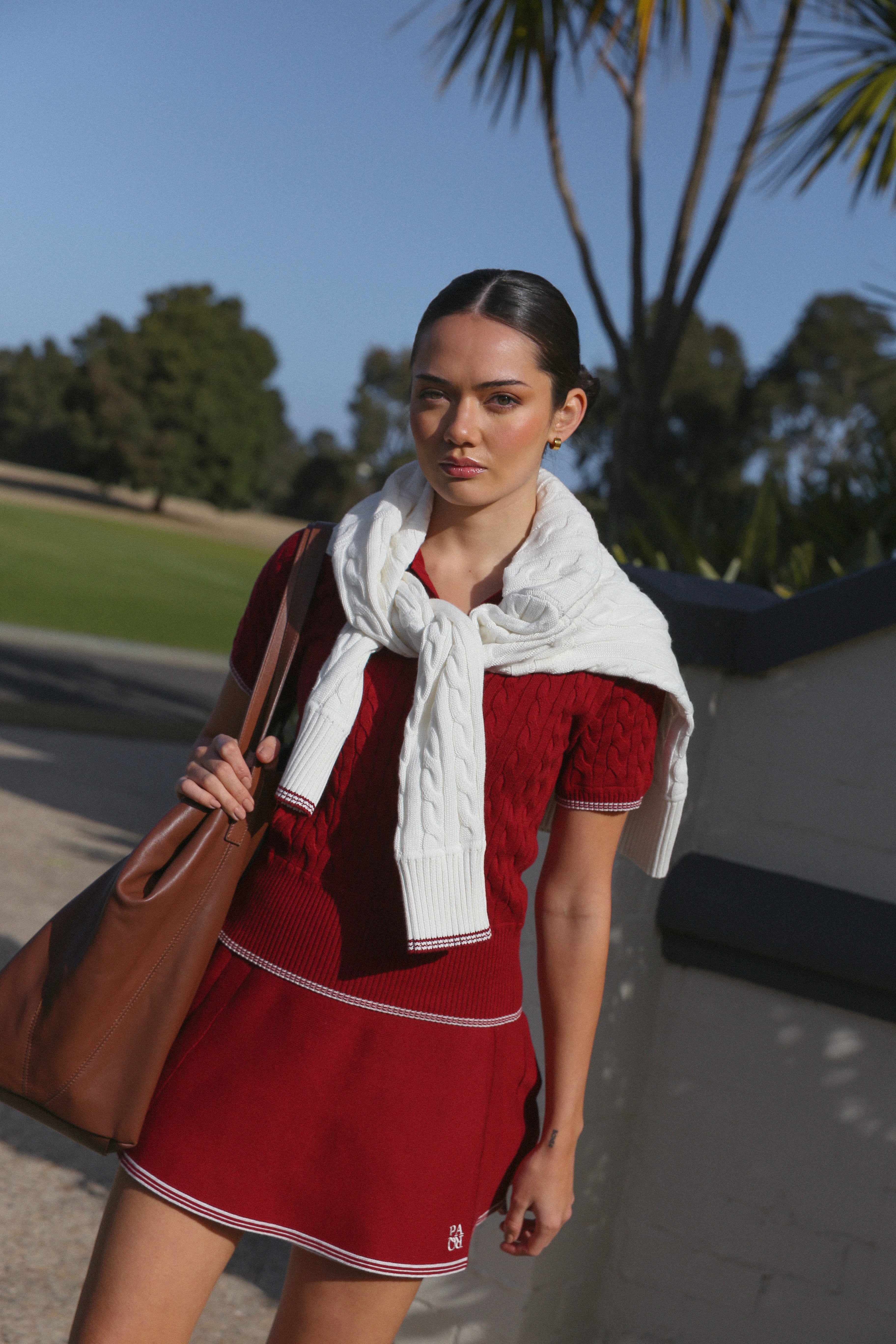 PINEHURST KNIT SKIRT - CHESTNUT RED