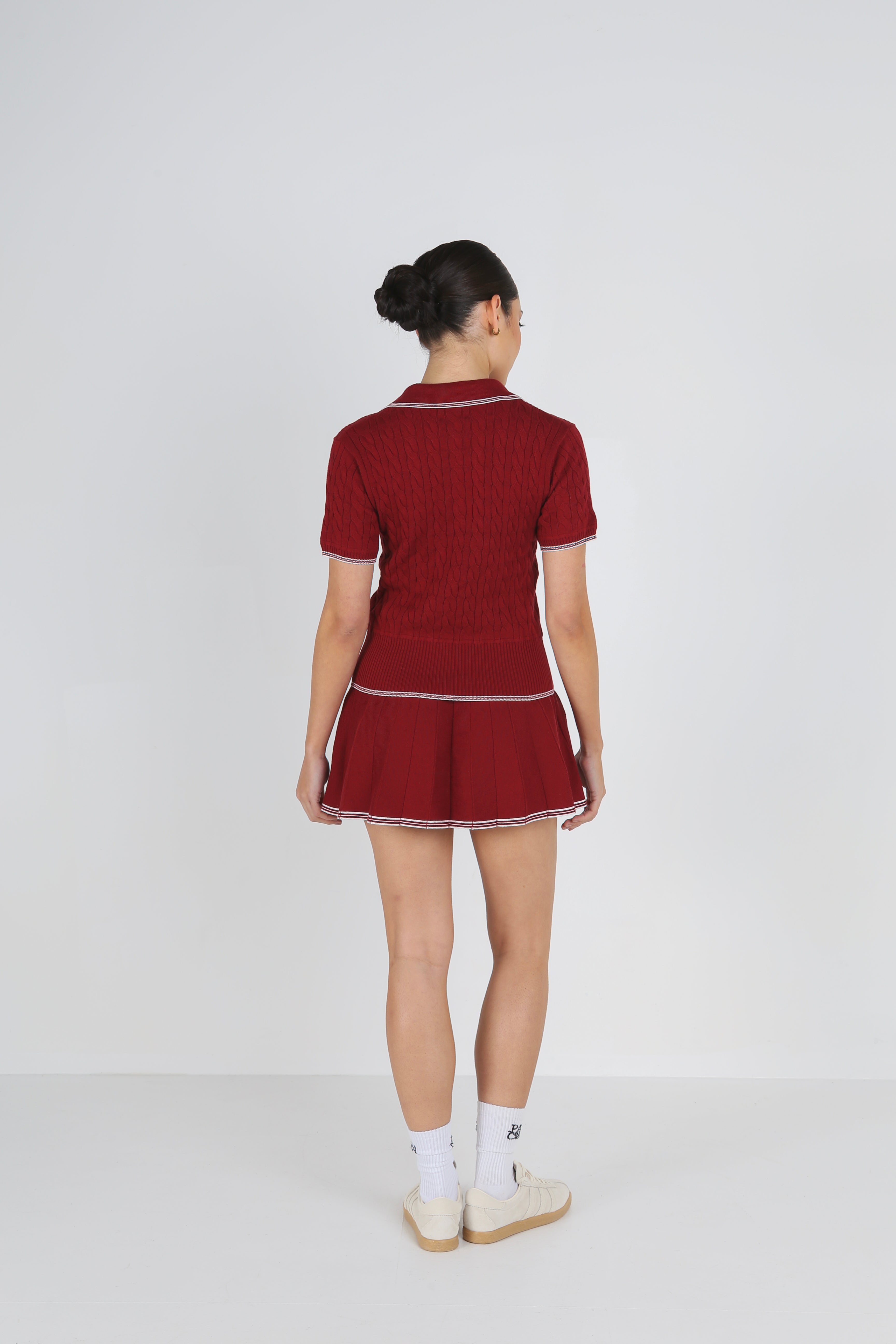 PORTRUSH KNIT POLO - CHESTNUT RED