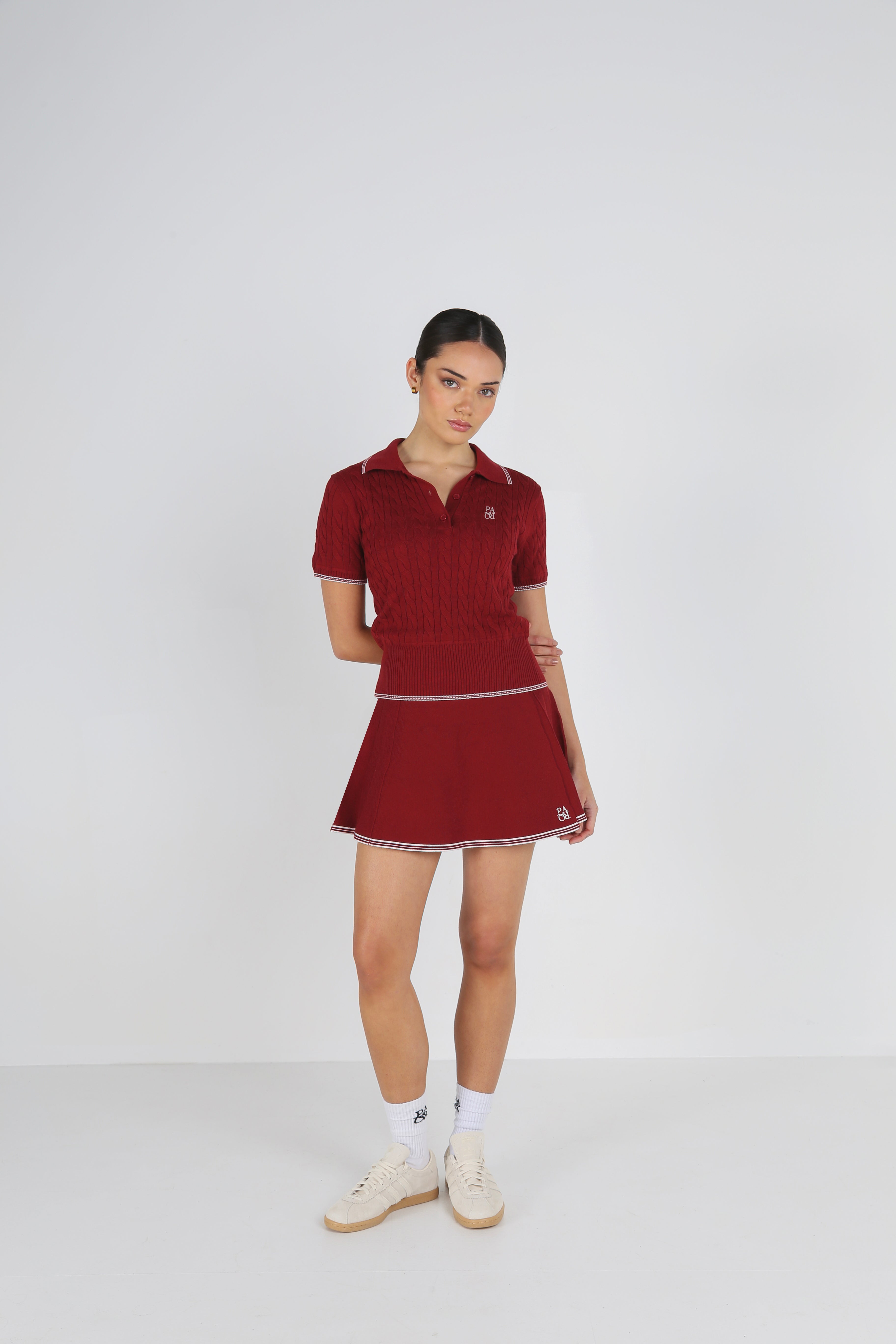 PORTRUSH KNIT POLO - CHESTNUT RED