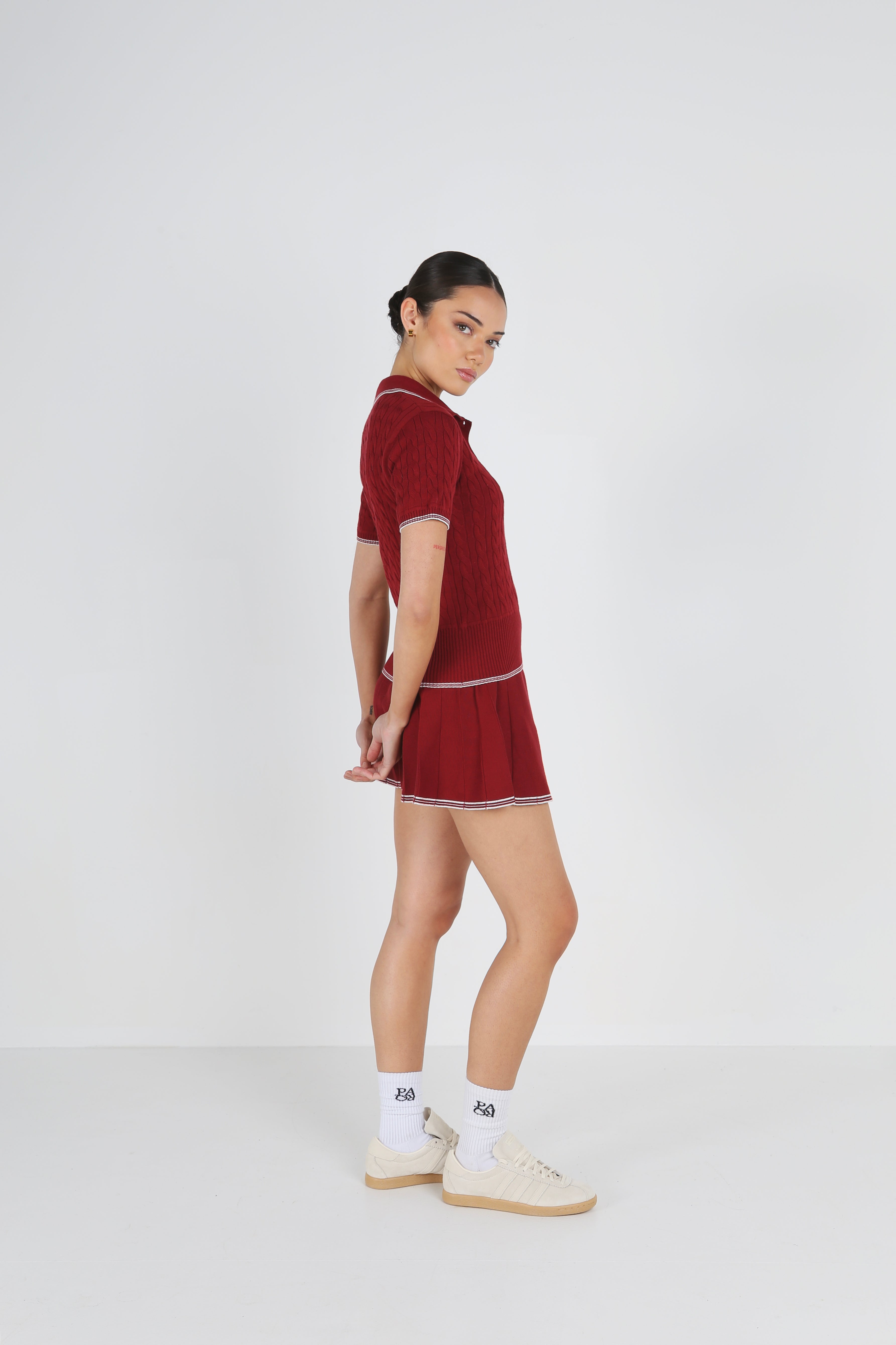 PORTRUSH KNIT POLO - CHESTNUT RED