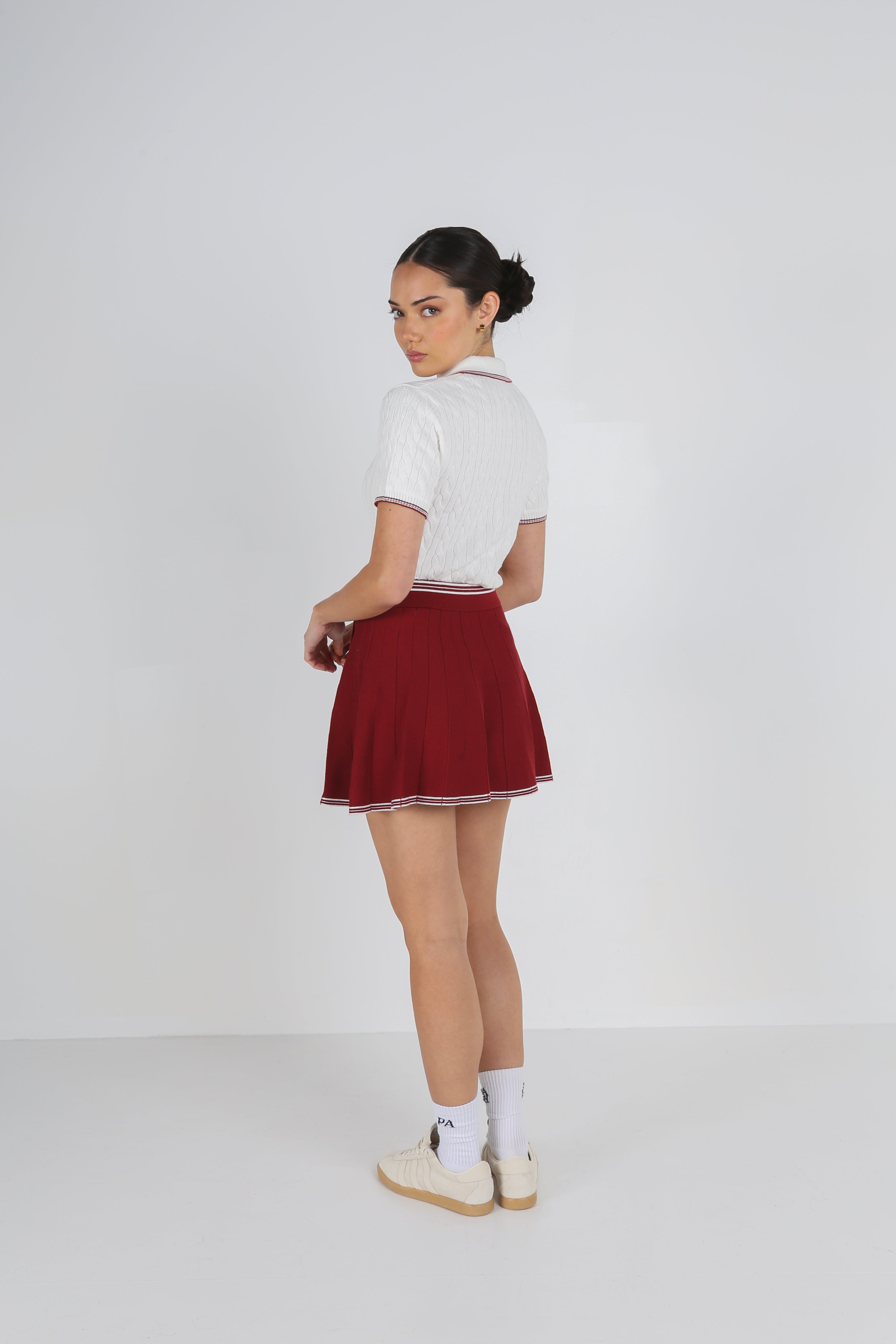 PINEHURST KNIT SKIRT - CHESTNUT RED