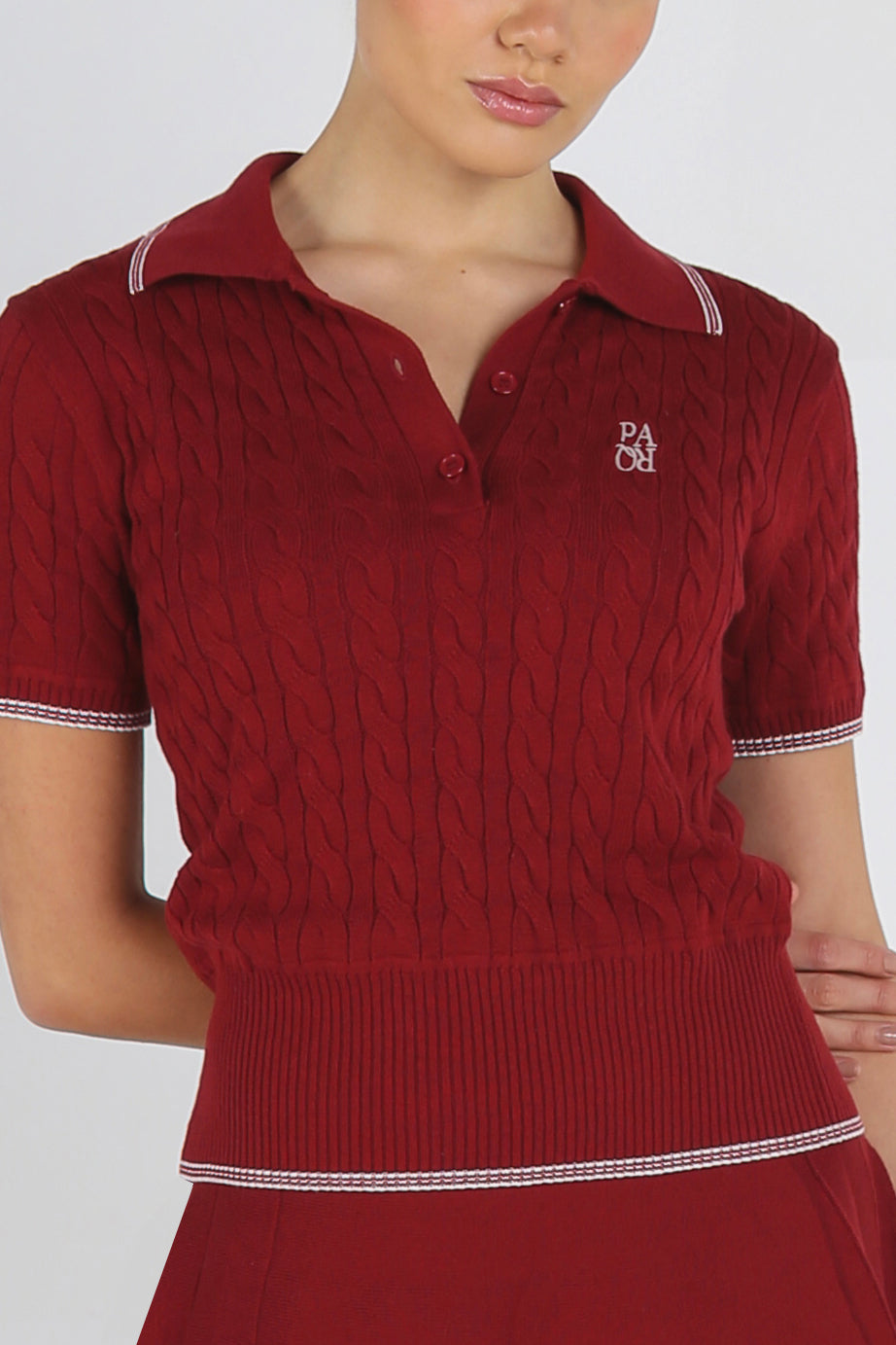 PORTRUSH KNIT POLO - CHESTNUT RED